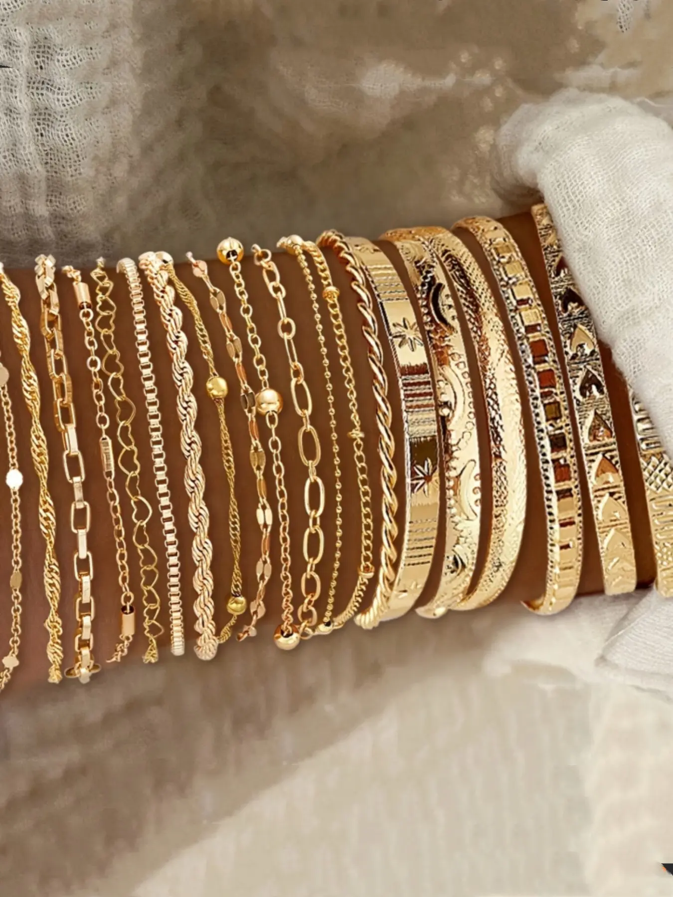 20pcs/Set Elegant Women's Bracelets, Fashion High-Quality Bracelets, Versatile Accessories for Daily Wear, Ideal Gifts, Perfect for Any Occasion, Stackable Bracelet Set, Alloy Chain Bracelet, Bracelet Jewelry