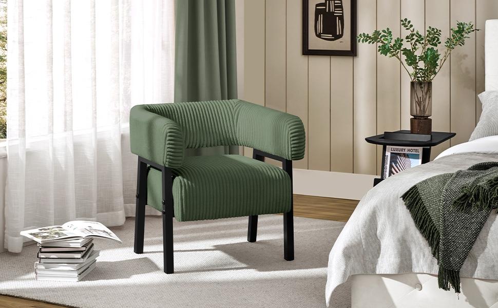 Yaheetech Corduroy Barrel Accent Chair, Modern Upholstered Armchair with Solid Wood Legs, Cozy Leisure Chair with Pocket Coiled Seat for Living Room, Bedroom, Reading Yaheetech Corduroy Barrel Accent Chair, Modern Upholstered Armchair with Solid Wood Legs, Cozy Leisure Chair with Pocket Coiled Seat for Living Room, Bedroom, Reading