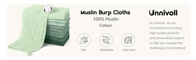 Yoofoss Muslin Burp Cloths for Baby 100% Cotton Burping Cloths for Boys Girls Large 20''X10'' Extra Soft and Absorbent 10 Pack