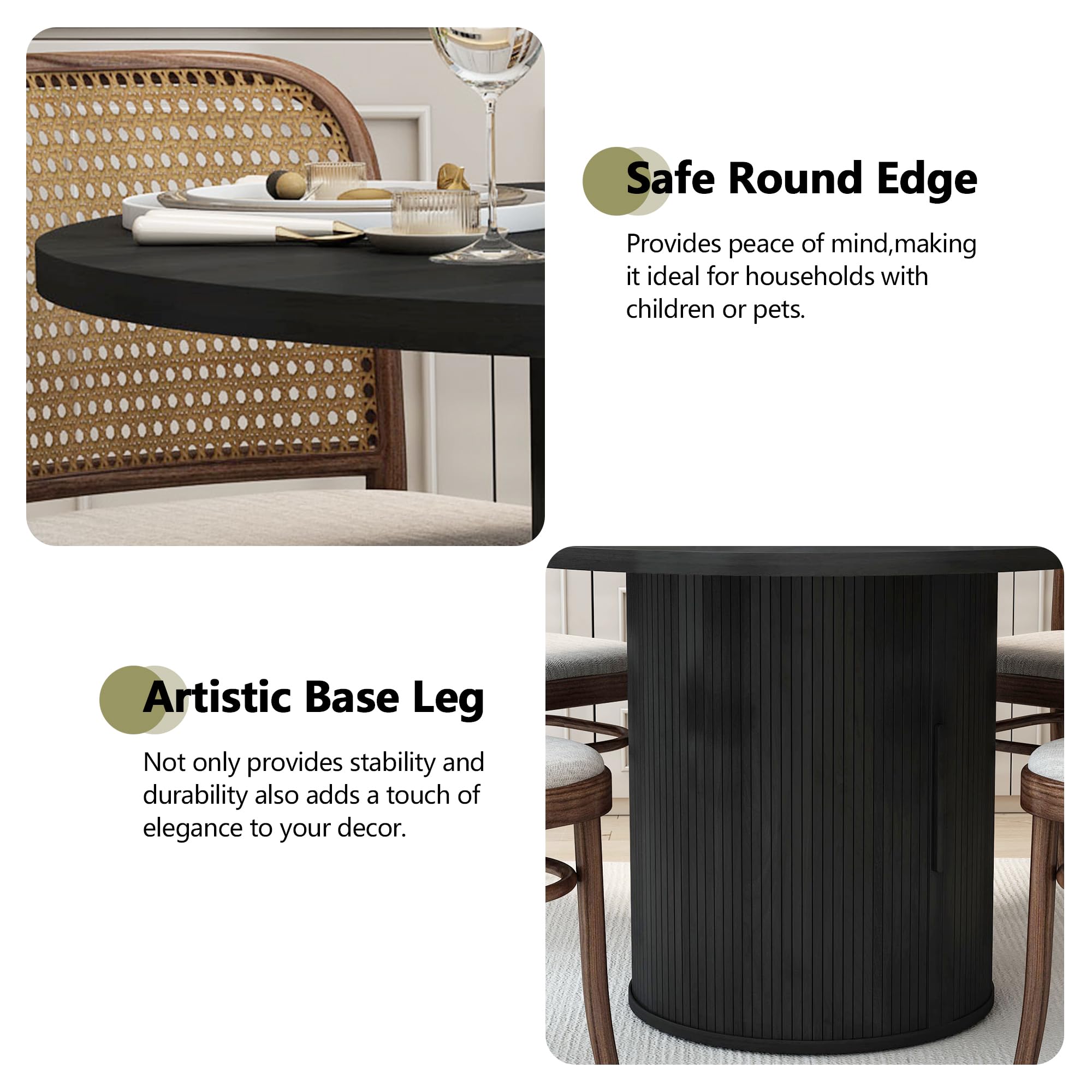 Giratree 47 inch Round Dining Table for 4, Kitchen Table Dinner Table with 2-Layer Storage Shelf and Wood Slide Door for Home Dining Room Living Room