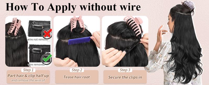 AISI HAIR Invisible Wire Hair Halo Extensions Long Straight Layered Synthetic with Transparent Adjustable Size 6 Secure Clips Hairpieces for Women 20 Inch Essential Tool Durable Sturdy Pre Cut Closure