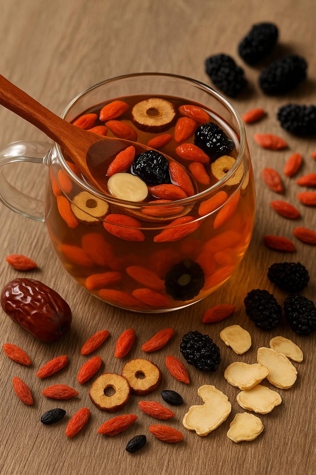 Kidney tea formula Ginseng Five Treasure TeaCombination Scented Tea  Five Treasure Tea RedDate Wolfberry Tea Men's Tea Health TeaMulberry Herbal Formula Health Tea WB