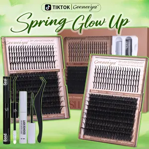 Geeneiya ATTENTION Lashes Kit, 100D Volume+Spike Lash Clusters with Long Lasting Lash Bond and Seal, Eyelash Remover, Tweezers for Makeup TikTokShopBlackFriday