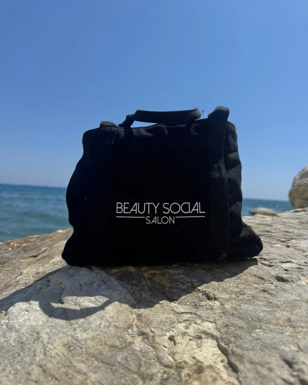 Beauty Social Black Tote Bag for Outings & Essentials