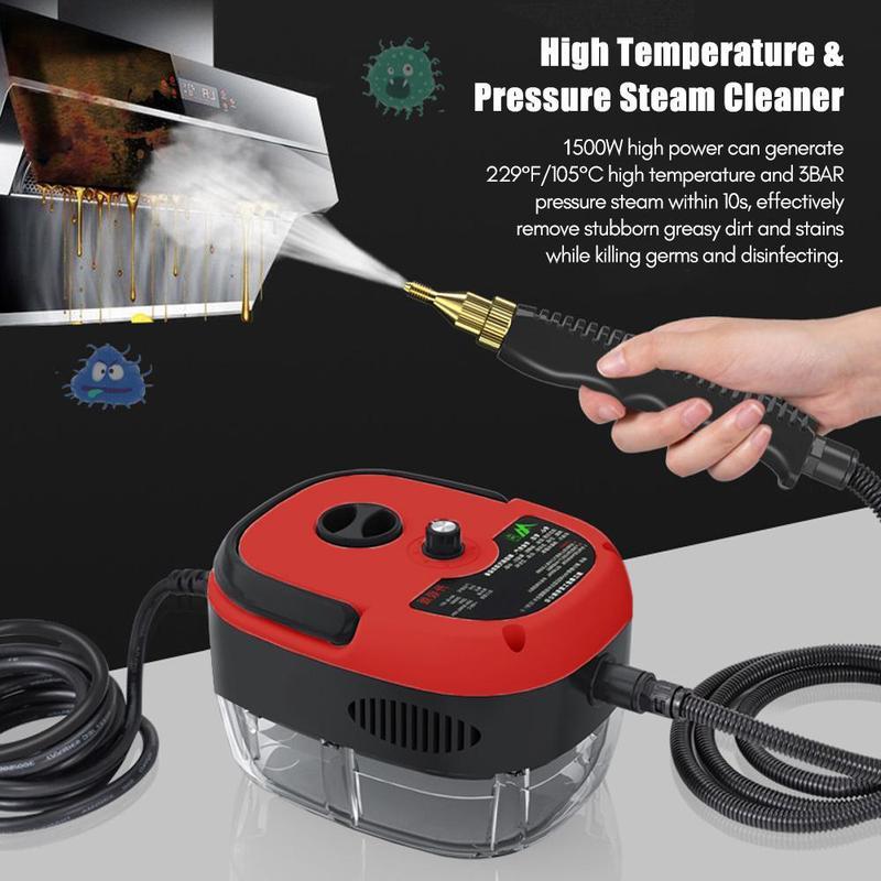 2500W handheld steam cleaner, high-temperature and high-pressure steam cleaner with Multi-Surface Application, portable car Cleaner with Brush Heads , suitable for kitchen grease, car detailing, and bathroom furniture cleaning
