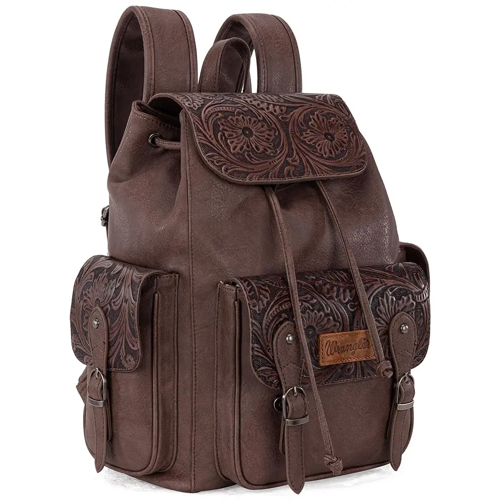 Wrangler Backpack Purse for Women Men Floral Tooled Designer Travel Bags