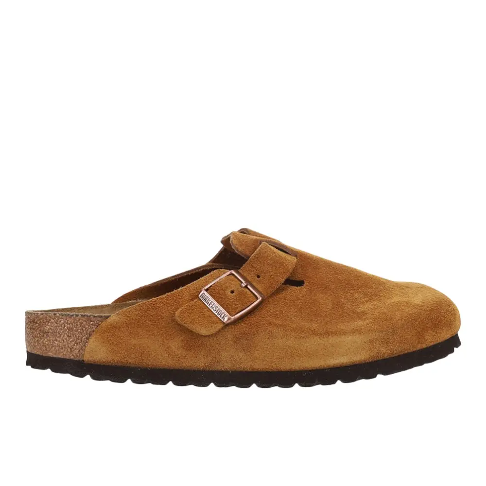 BIRKENSTOCK Mens Boston Soft Footbed Suede Leather Clogs Casual - Brown