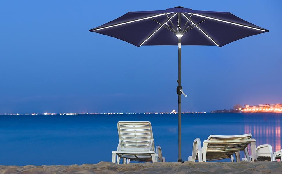 【Solar LED Strips】Yaheetech 9FT Patio Umbrella with Lighting Function, Outdoor Sunshade with Strip Lights & Hub Light, LED Table Market Umbrellas w/8 Ribs and Crank & Tilt 【Solar LED Strips】Yaheetech 9FT Patio Umbrella with Lighting Function, Outdoor Sunshade with Strip Lights & Hub Light, LED Table Market Umbrellas w/8 Ribs and Crank & Tilt