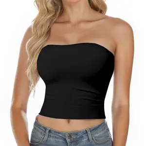 Women's Strapless Sleeveless Seamless Slimming Tube Top, Fabric Tank Top for Summer Rave Party Outfits#Summervibes
