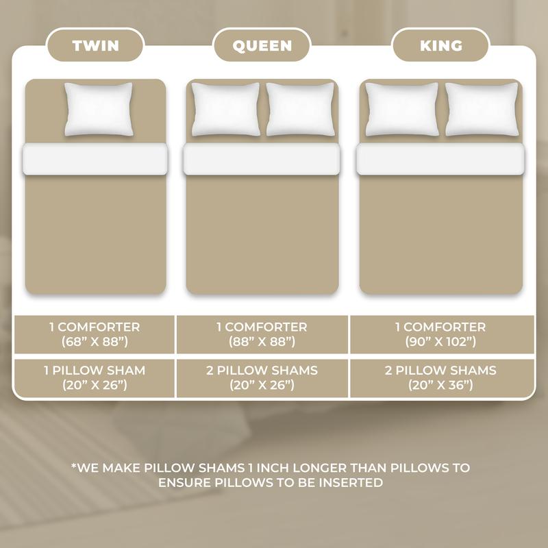 Hannah Bedding 3Pc Reversible Comforter Set – Soft Woven Polyester Autumn Down Alternative -Plush, Cozy, Fluffy Lightweight, Machine Washable - All-Season Queen Comforter Set- King Size Comforter Set