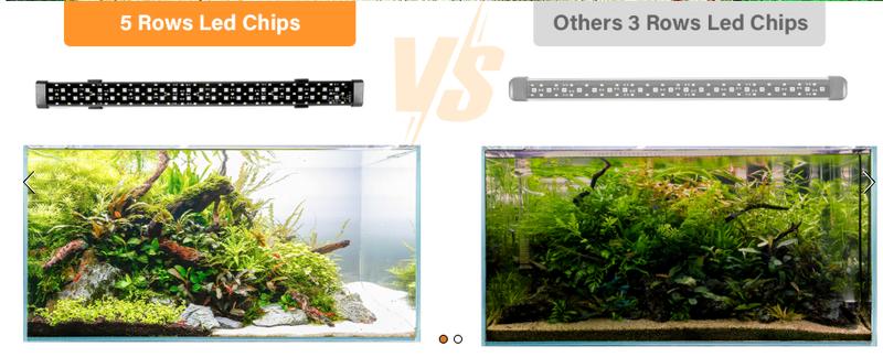 hygger Submersible LED Aquarium Light,  24/7 Mode Fish Tank Light with 5 Rows Beads, with Timer 9 Colors and Adjustable Brightness, Full Spectrum IP68 Waterproof Light for Fish Tank 8-54in