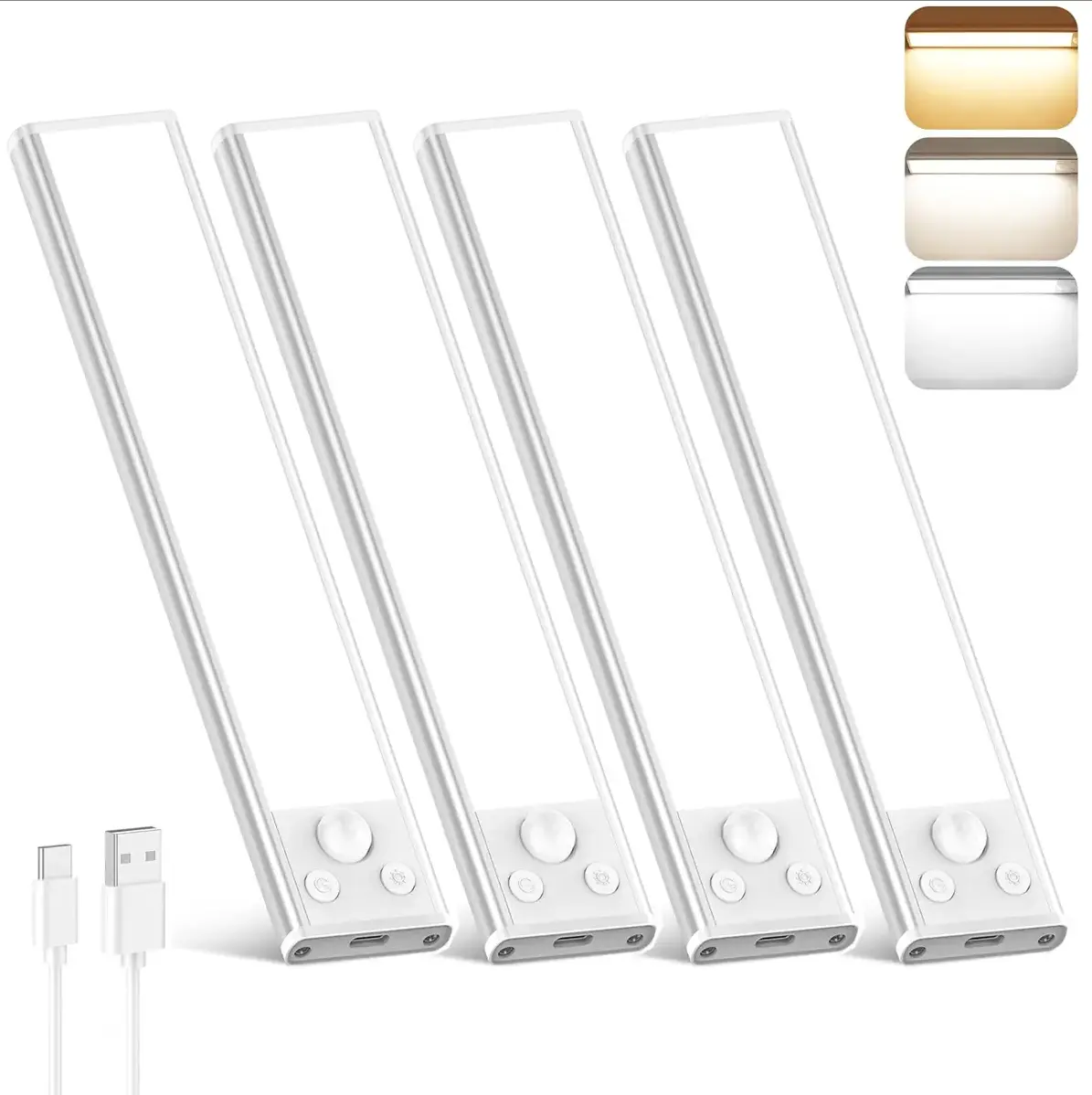 USB Rechargeable Motion Sensor LED Lights - Magnetic Under Cabinet Lamp with Remote Control, Dimmable Indoor Lighting for Wardrobe, Hallway, Renter Essential Party Gift
