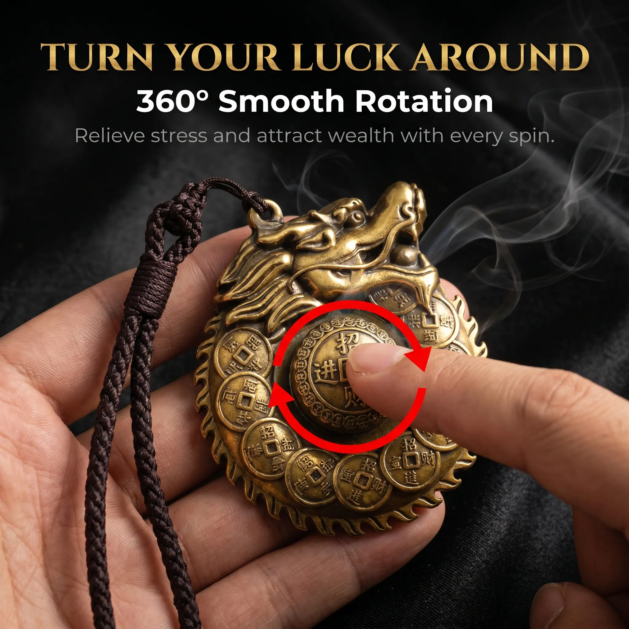 Brass Dragon Amulet Keychain - 360° Rotating Feng Shui Charm with Metal Bell, Traditional Auspicious Home Decor, Unique Gift Idea, Keychain Accessories, Metal Bell Keychains
