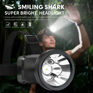 【TD-0287】SmilingShark LED head Lamp Bright Spotlight & Long Shot Work Lampu Kepala 90° Adjustable 3Modes Type-C Rechargeable with Battery Indicator for Camping Hiking	
