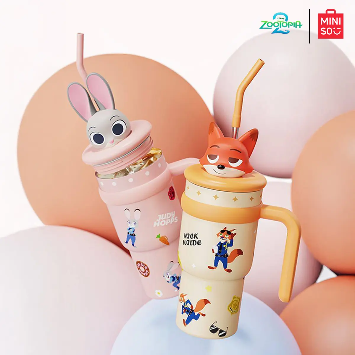 【Back to school】Disney Zootopia Series Doll Ice Heater Insulated Cup 700ML(23.67OZ), Adorable Zootopia Character Design, Perfect for DIY Cute Daily Drink Scenes, Holiday Ideal for Hot/Cold Drinks & Fan Use, Back To School