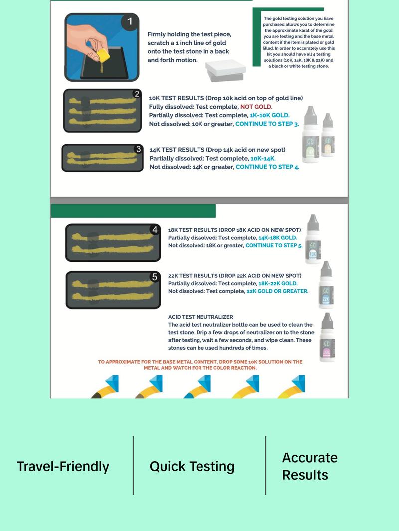 JSP 14K Gold Testing Kit - 0.5 oz Acid Solution for Karat Value & Purity Testing - Ideal for Travel & Gold Enthusiasts - Engagement Ring