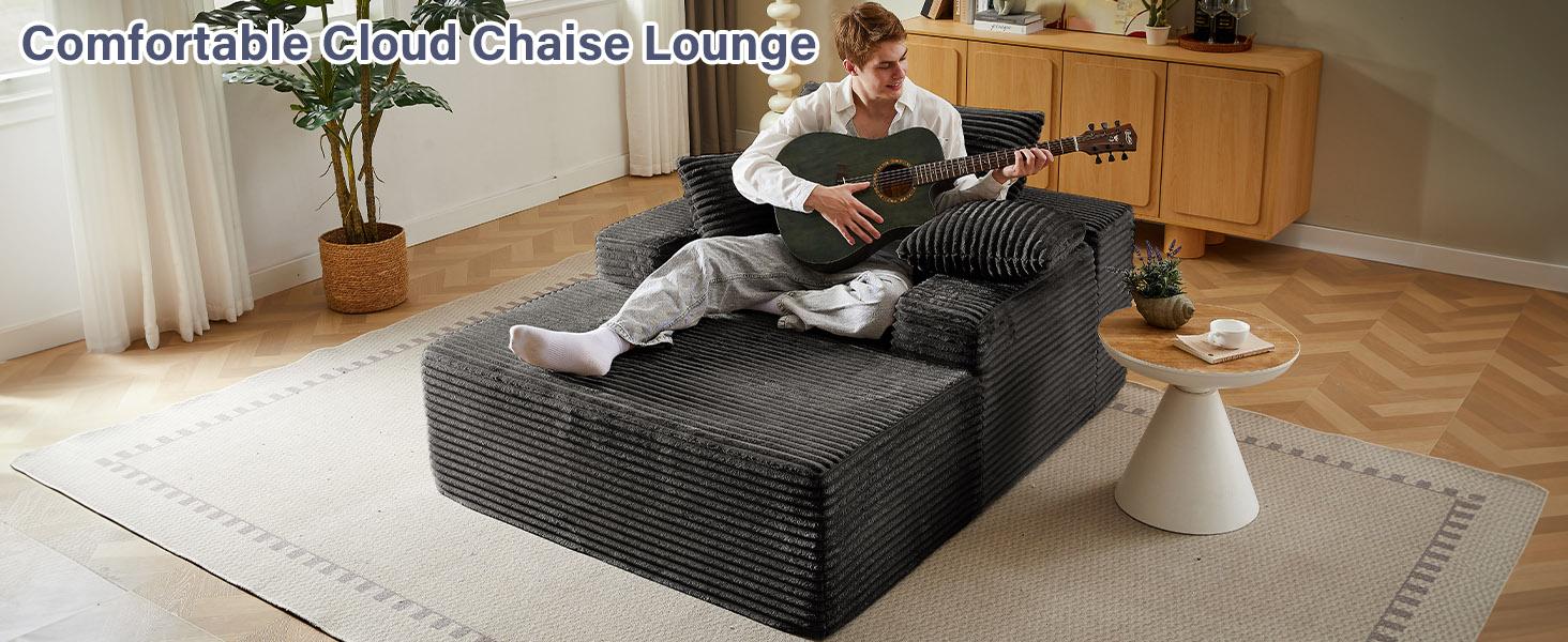 ModMood Extra-Large Boneless Cloud Chair   Oversized Chaise Lounge Chair Indoor - 67"x48" Upholstered Sofa Bed Lounge Couch Chairs,Reading Chairs Sleeper Cloud Sofa L-Shaped Chenille Sectional U-Shaped Modular Velvet Loveseat Set
