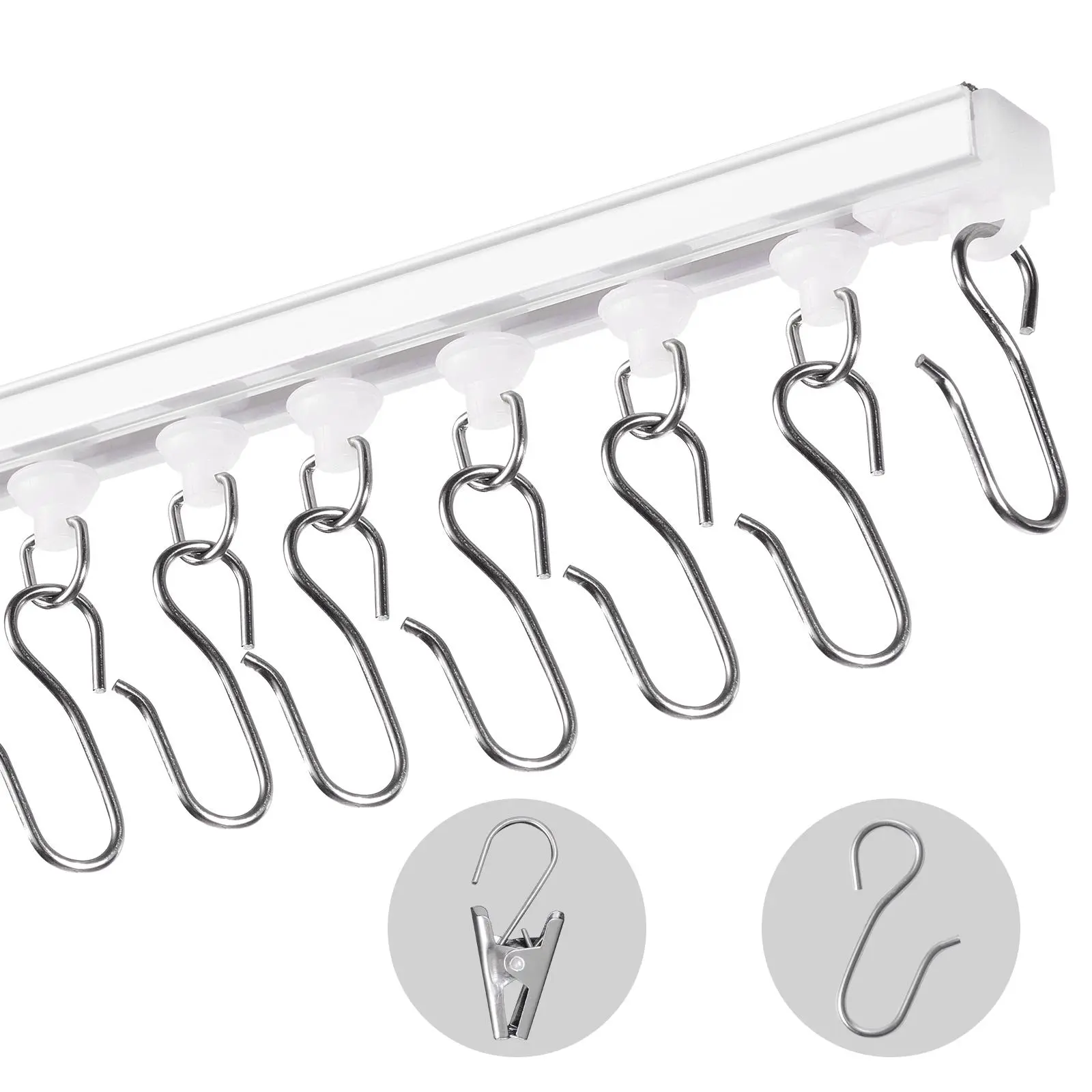 【SummerFinds】VEVOR Ceiling Curtain Track Set,  9.9 FT/3 Meter, Self Adhesive, No Drill Ceiling Track System for Curtains, Room Divider Curtain Track Ceiling Mounted for Living Room with Hooks and Hardware, White