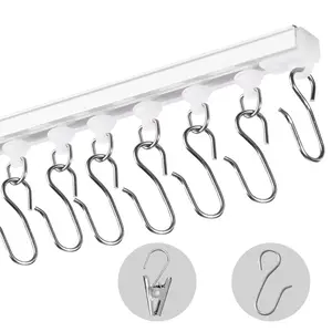 【Summervibes】VEVOR Ceiling Curtain Track Set,  9.9 FT/3 Meter, Self Adhesive, No Drill Ceiling Track System for Curtains, Room Divider Curtain Track Ceiling Mounted for Living Room with Hooks and Hardware, White