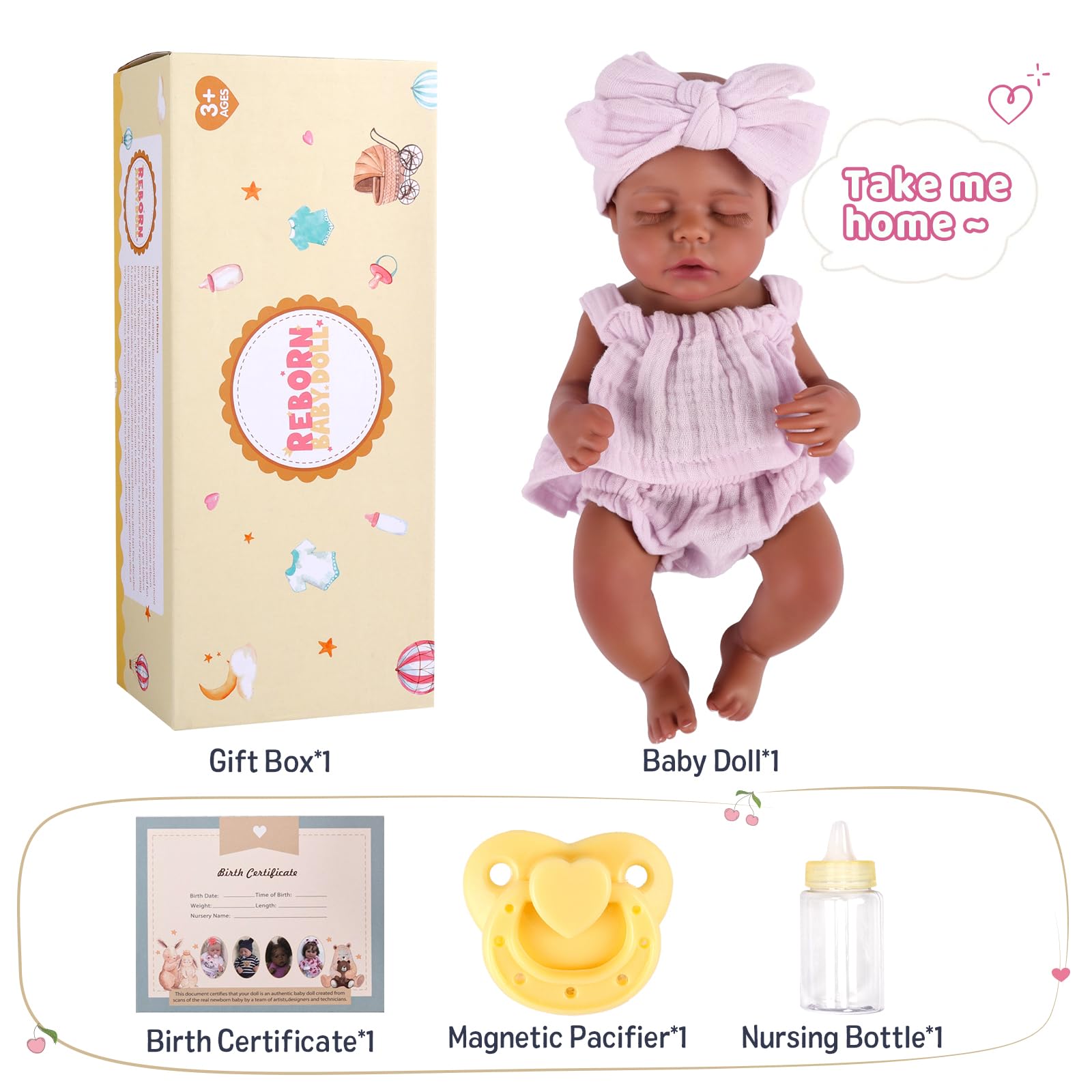 Babeside Newborn Real Life Reborn Baby Doll Dark Skin Black African American Toddler Doll Laney with Cloth Body for Kids Age 3 Rebornbabydoll