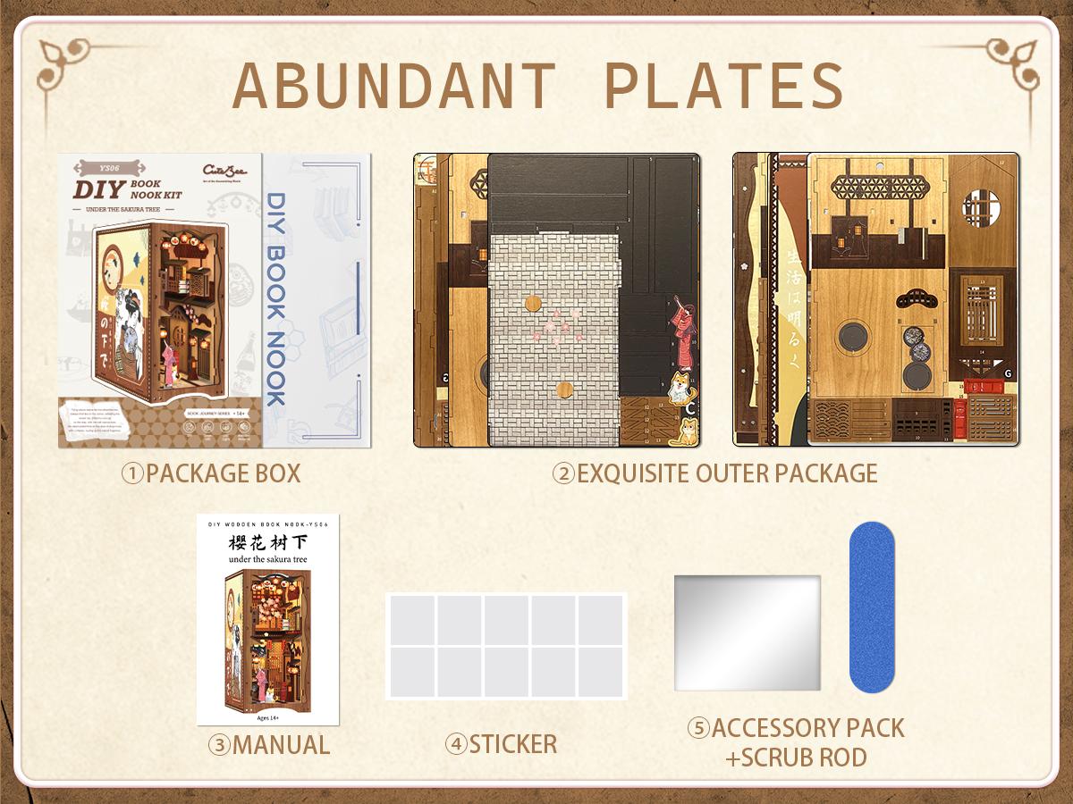 CUTEBEE DIY Book Nook Kit Under the Sakura Tree Wooden Miniature Japanese Street with LED Light Handmade Decor Christmas & Black Friday Gift for Adults 214 Components - Crafts CUTEBEE DIY Book Nook Kit Under the Sakura Tree Wooden Miniature Japanese Street with LED Light Handmade Decor Christmas & Black Friday Gift for Adults 214 Components - Crafts