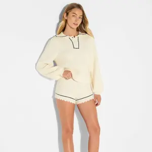 Women's Polo Collar Henley Sweater - Wild Fable