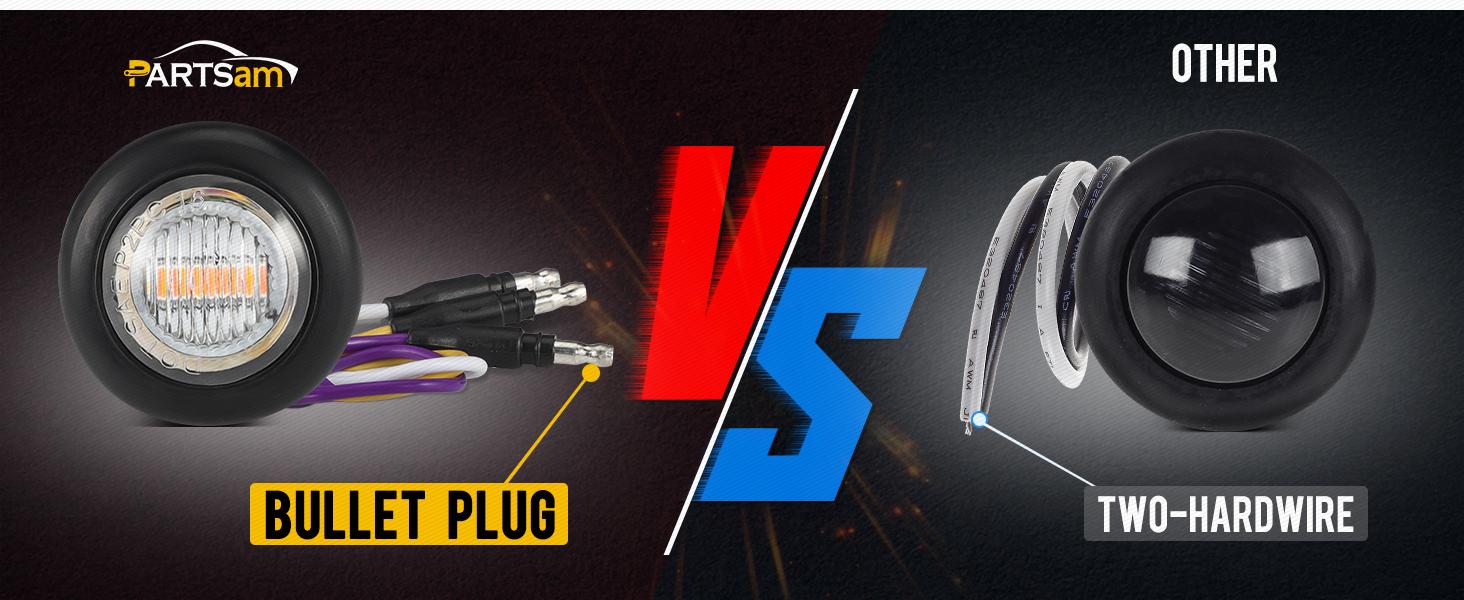 Partsam Dual Color LED Marker Light Amber to Purple, 3/4" Round, Pack of 10