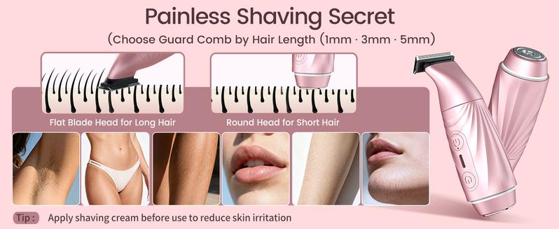 AKUNBEM Bikini Trimmer for Women, Rechargeable Dual Head Electric Razor, 2-in-1 Painless Shaver for Face, Bikini, Arms & Legs, Waterproof Grooming Kit AKUNBEM Bikini Trimmer for Women, Rechargeable Dual Head Electric Razor, 2-in-1 Painless Shaver for Face, Bikini, Arms & Legs, Waterproof Grooming Kit