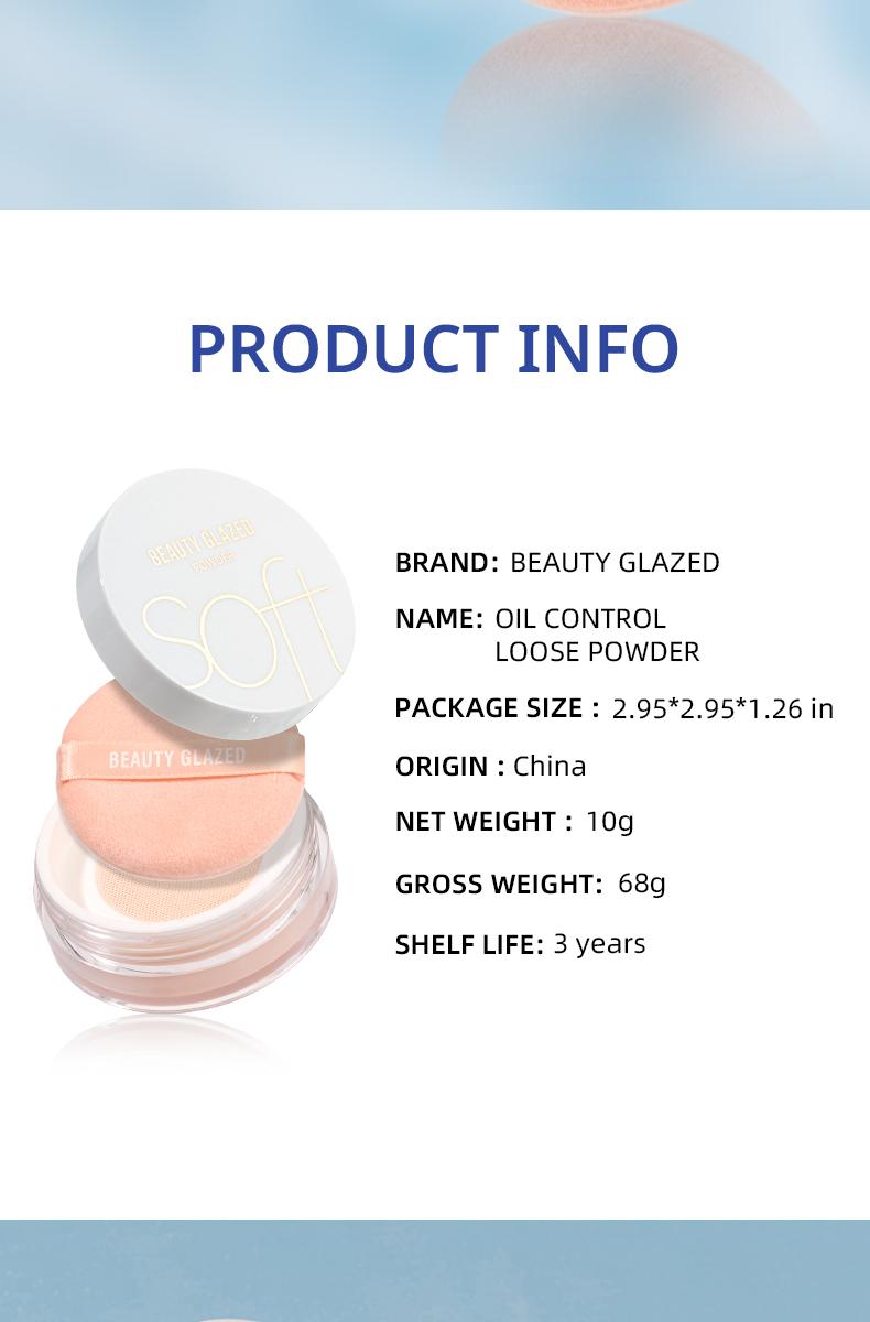BEAUTY GLAZED Matte Oil-Controlling Powder - Waterproof, Traceless, Super Long-Lasting Flawless Lightweight Setting Makeup Cosmetic