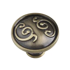 Utopia Alley HW342/3/4 Roma Cabinet Ring Pull Knob - Decorative Cabinet Drop Pull Knobs for Cabinets and Drawers - Vintage Cabinet Hardware - Metal Drawer Pull Knobs 1.3"