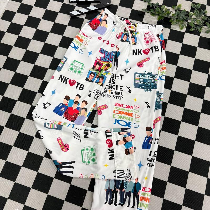 Vintage NKOTB Pajama Set, 90s Boybands Pjs, Casual Comfy Long&Short Sleeves, Loungewear Nightwear Pajamas