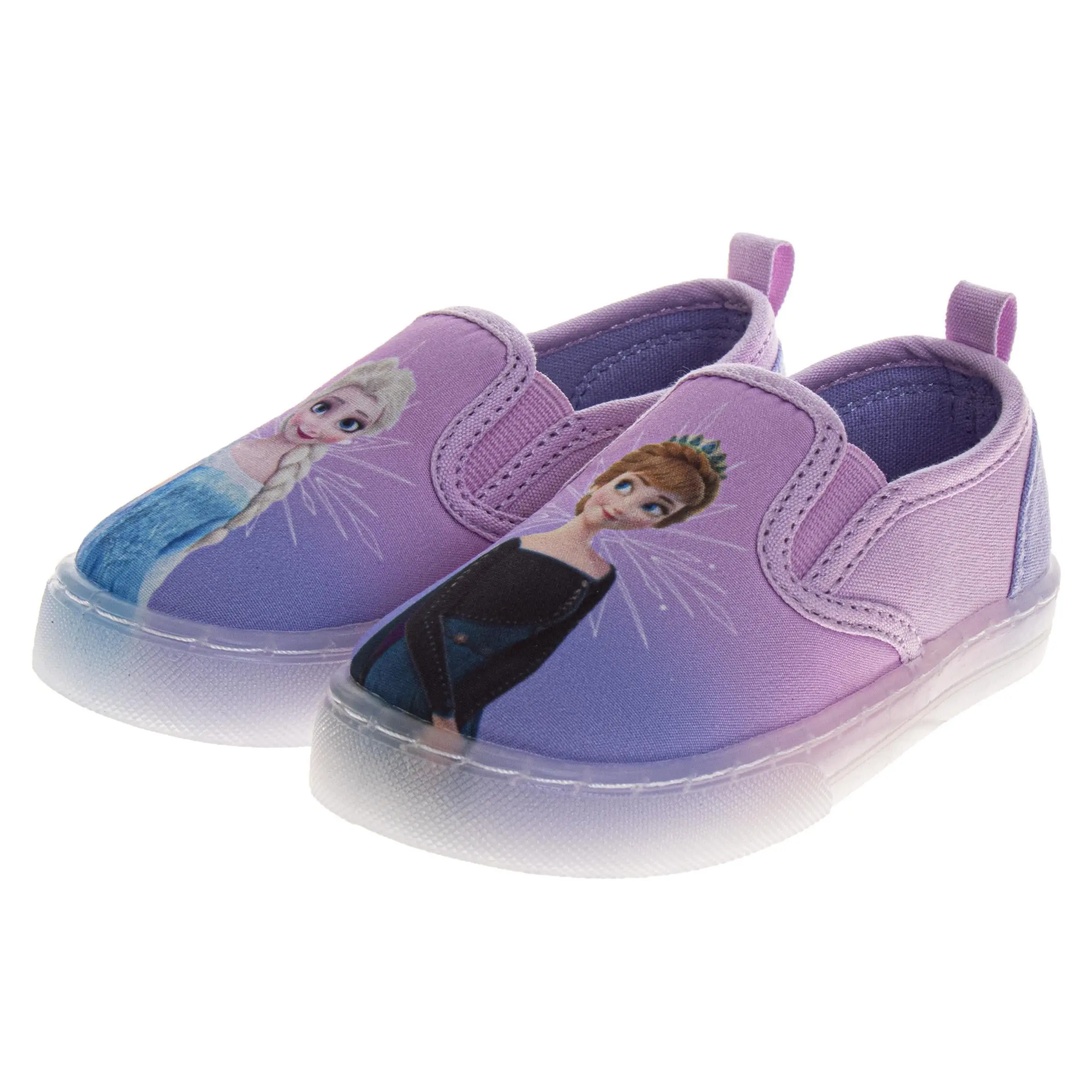 Frozen Design Elsa and Anna Slip On Canvas Girls  Easy Wear Casual Style Glitter Detail Everyday Comfort NoLace Design (Toddler / Little Kid)