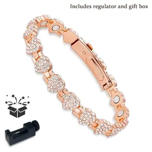 Women's Pure Copper Magnetic Bracelet, 3800 Gauss Ultra-Strength Magnets, Sparkling Cubic Zirconia Inlaid, Adjustable Charm Design, Fashionable & Functional Jewelry for Daily Wear & Gifting