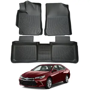 Canvcle Toyota Camry 2015-2017 for Gas & Hybrid Models All Weather TPE Waterproof Custom Fit Front & 2nd Row Car Floor Mat