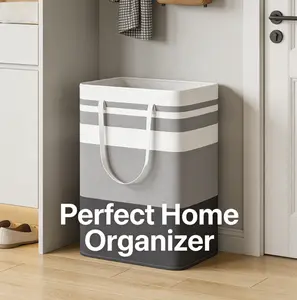 2PCS Large Canvas Laundry Basket, Foldable Storage Bin for Clothes, Durable Hamper for Home & Dorm