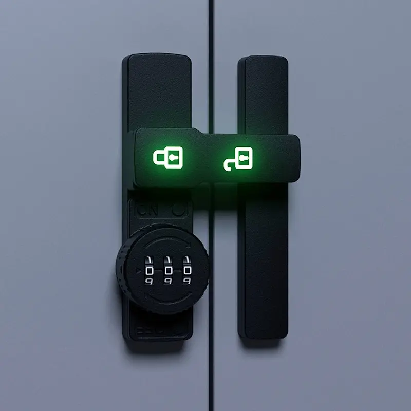 Password Door Lock, Locks with code, Door Security Lock, 180 Degree Sliding Door Lock with 3-digit Combination Lock, Gate Garage Shed Window Lock Bolt, No Key Bathroom Bedroom Cabinet Lock, Luminous Sign, Keyless Entry Lock