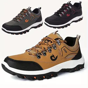 Men's Outdoor Hiking Shoes, Breathable Comfortable Arch Support Non-Slip Mountaineering Travel Sneakers With Plus Sizes Available