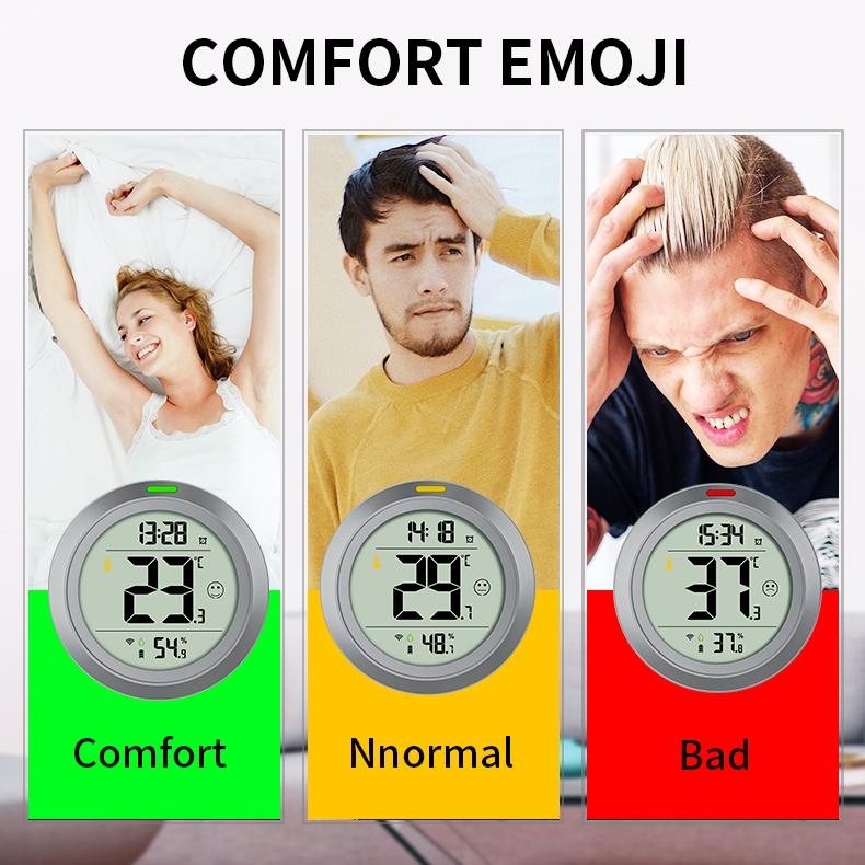 PROTMEX Tuya Wifi Bluetooth Thermometer Hygrometer Date Time Alarm Multifunctional with Smart Life APP Temperature Humidity