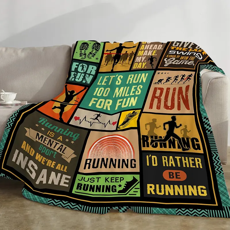 Running Gifts for Women Men, Run Running Blanket for Men, Gifts for Runners Women, Runnings Accessories for Mens, Runner Gift Sports Athletic Trainer Throw Blanket Flannel Home Decor