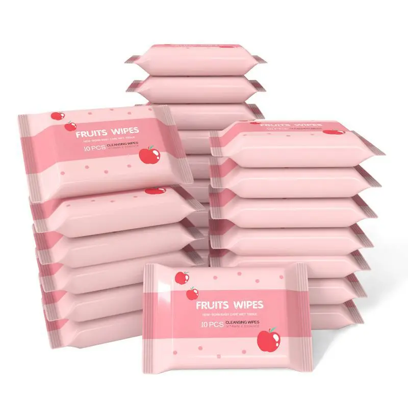 Individually wrapped wet wipes, 10/20 packs total. Easy to carry, effectively cleans and removes dirt. Budget-friendly in price, an essential must-have for girls on the go!