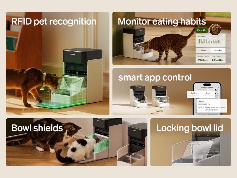 PETLIBRO Upgraded RFID Automatic Cat Feeder, 5G Wi-Fi Automatic Pet Feeder, 3L Auto Cat Feeder App Control with Light Collar Tag, Tag Activated One Automatic Cat Food Dispenser 1-10 Meals Control