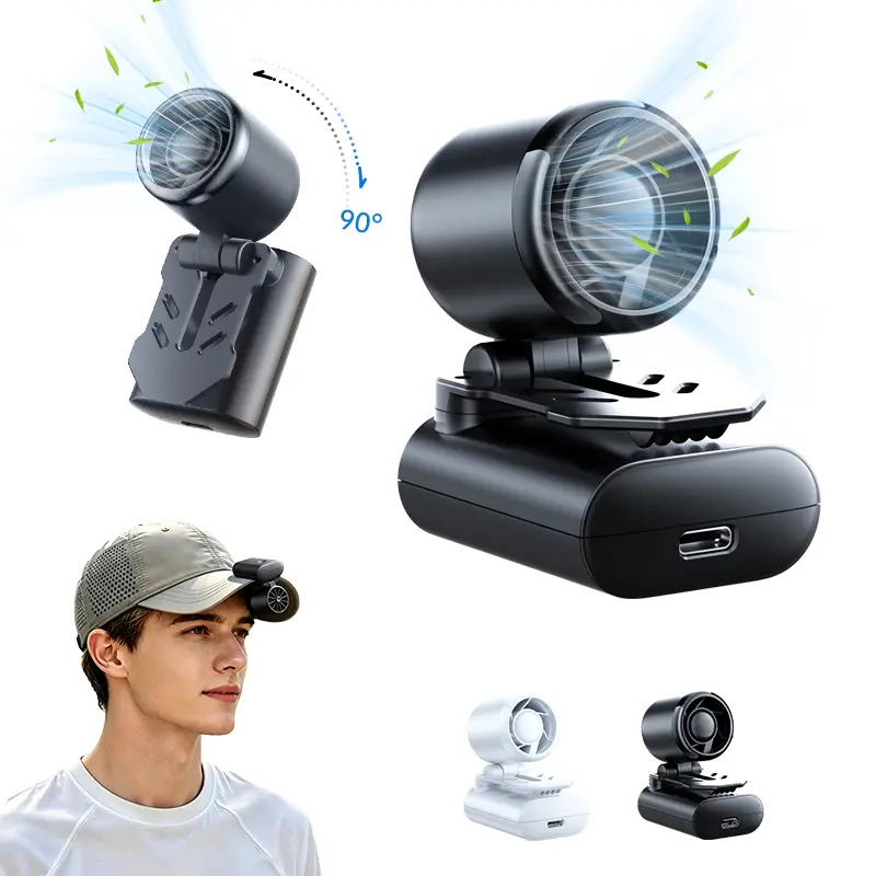 XJINGD Clip-On Hat Cooling Gadget - 50g Ultra-Light Portable Mini, 28dB Low Noise Turbo, USB Rechargeable 23a Hands-Free for Golf/Outdoor Use summervibes