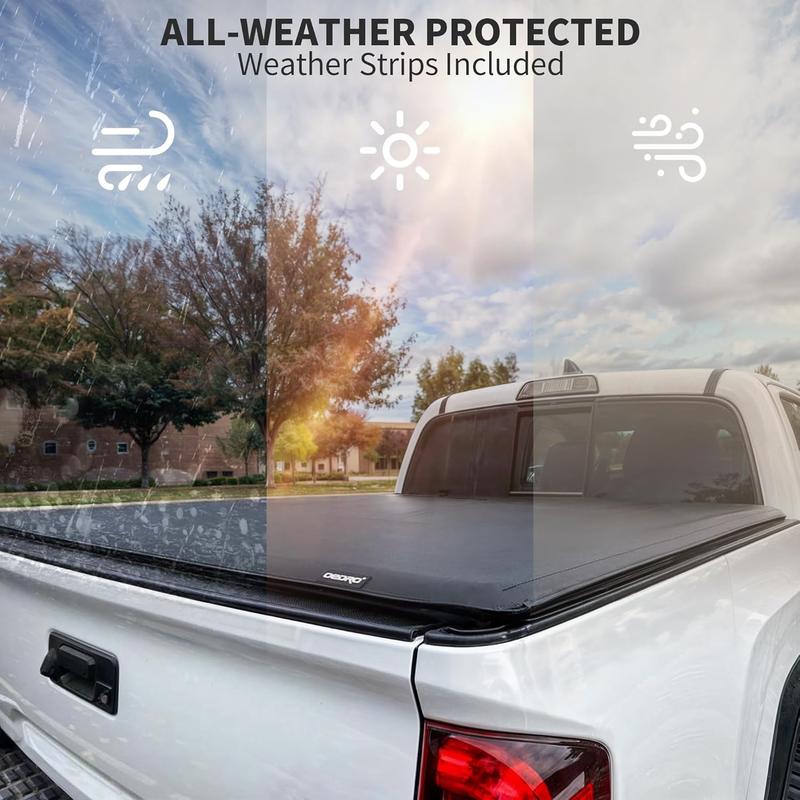 OEDRO Soft Roll up Truck Bed Tonneau Cover For 2014-2018 Chevrolet Silverado/GMC Sierra 1500, 2015-2019 Chevrolet Silverado/GMC Sierra 2500HD 3500HD, 2019 Chevrolet Silverado 1500 Legacy, 2019 GMC Sierra 1500 Limited, 6.6 ft Bed