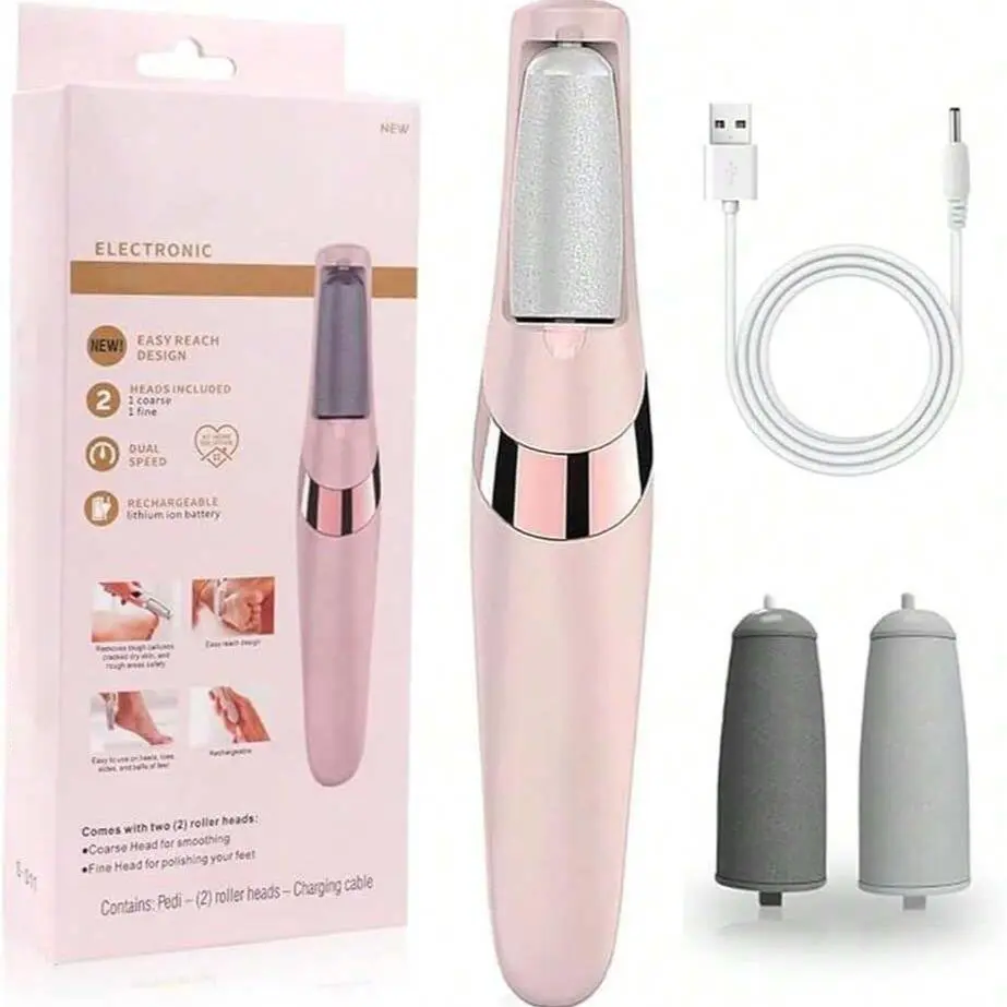 Rechargeable Electric Foot File, Portable Foot Grinder with Replacement Head, Pedicure Machine, Professional Rechargeable Pedicure Tool for Home Foot Care Callus Remover Lightweight