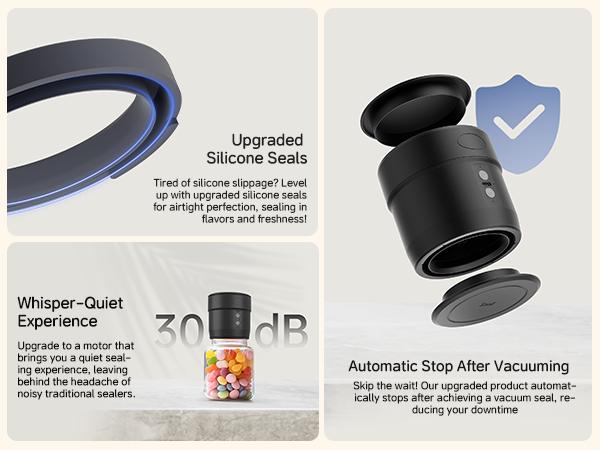 Easyera Dual-Head Mason Jar Sealer Auto-Stop Canning Kit with Dust Cover 5×Wide Mouth & 5×Regular Lids for Food Storage Vacuum Automatic Sealing in 30 Seconds