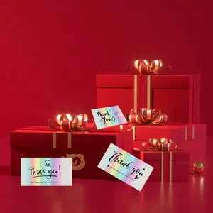 1Pcs Thank You Cards, Holographic Rainbow Thank You Cards, Thank You for Supporting My Small Business, 6 Styles Thank You Business Card, Customer Appreciation Package(9 × 5 cm).