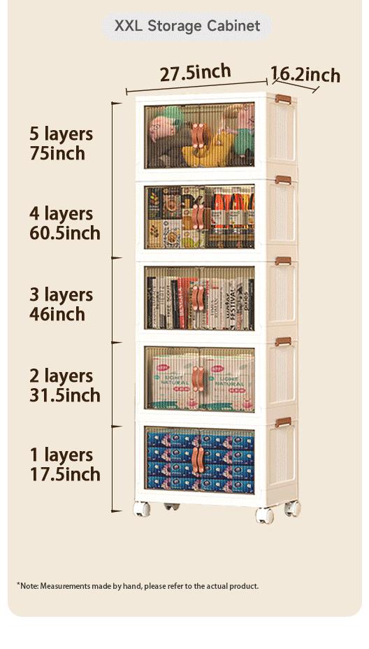ONAIL 40/64/128QT Foldable Storage Box with Lid,  1-6 layers Holders with Wheels for Kitchen Bedroom Bathroom warehouse  Kitchen Home Storage Stackable Organizer