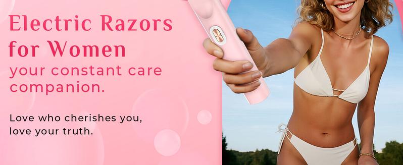 Dual Head Bikini Shaver for Women, Painless 2-in-1 Electric Body Hair Remover, Viral Portable Precision Water Proof Trimmer for Sensitive Areas, Rechargeable Mini Razor for Smooth Skin