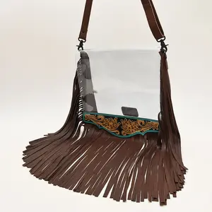 American Darling Clear Bag Hand Tooled Genuine Leather Women Western Handbag Purse