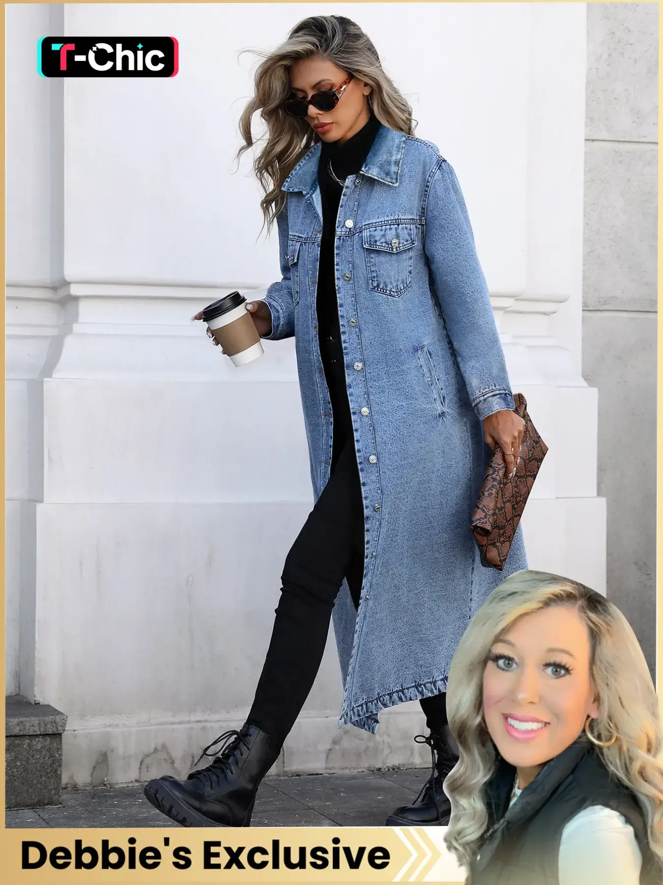 Women's Y2K Long Denim Collared Long Sleeve Windbreaker Coat Jackets, Fitted Casual Autumn Outerwear, Fashionable Jacket, Slim Fit Casual Fashion Lady Outerwear for Spring and Fall, Elegant College Style Womenswear